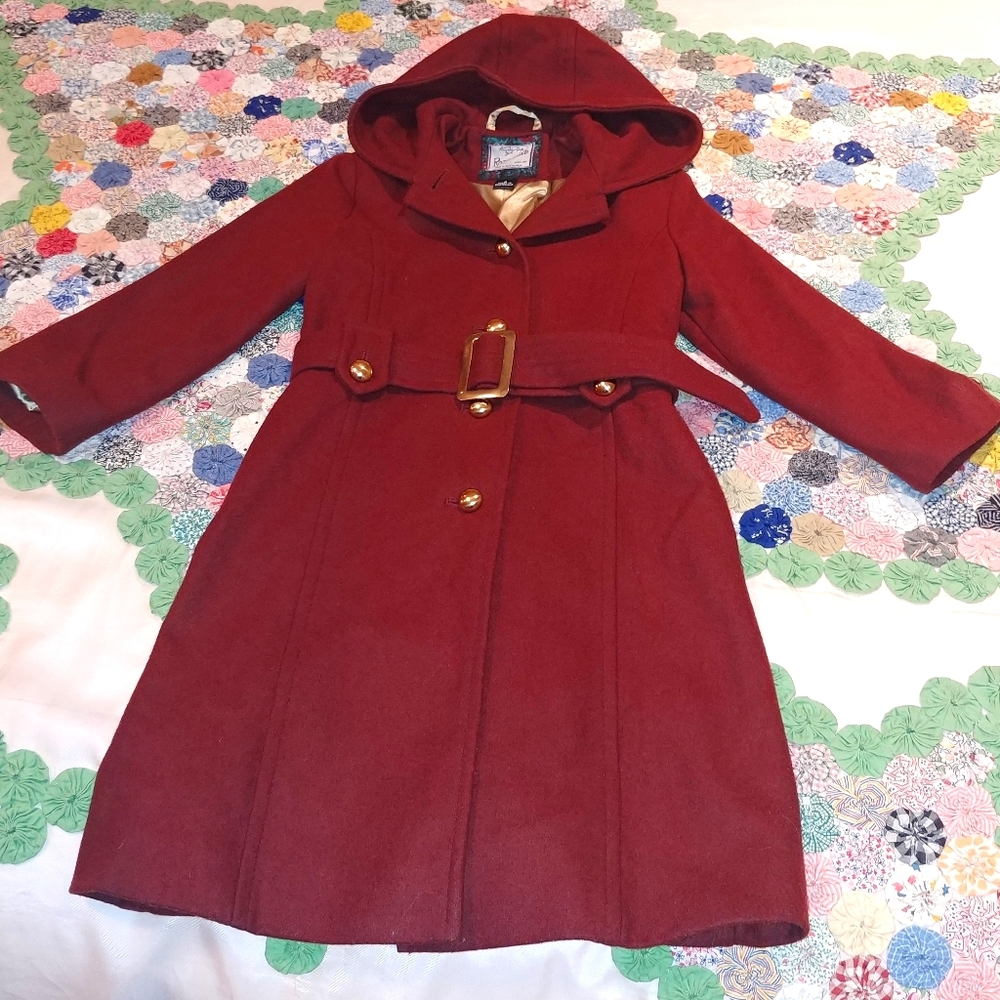 ROTHSCHILD Girls Wool Maroon Dress COAT Size 6